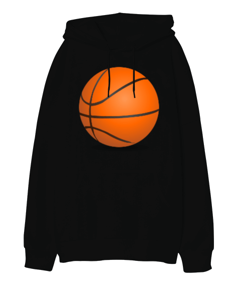 Tisho - Basketbol Topu Figürlü Oversize Unisex Kapüşonlu Sweatshirt