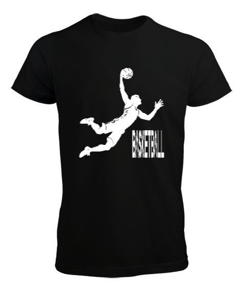 Tisho - Basketbolcu smaç basıyor desen tasarımı baskılı 3 Siyah Erkek Tişört