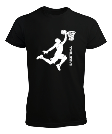 Tisho - Basketbolcu turnike sayı atıyor desen tasarımı baskılı 3 Siyah Erkek Tişört