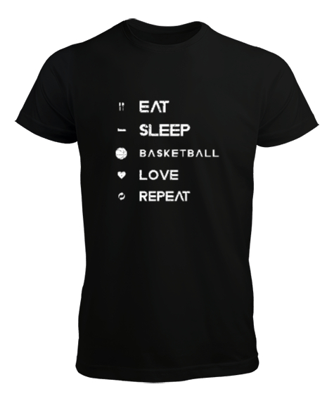 Tisho - Basketbolcunun yaşam döngüsü desen tasarımı baskılı 3 Siyah Erkek Tişört