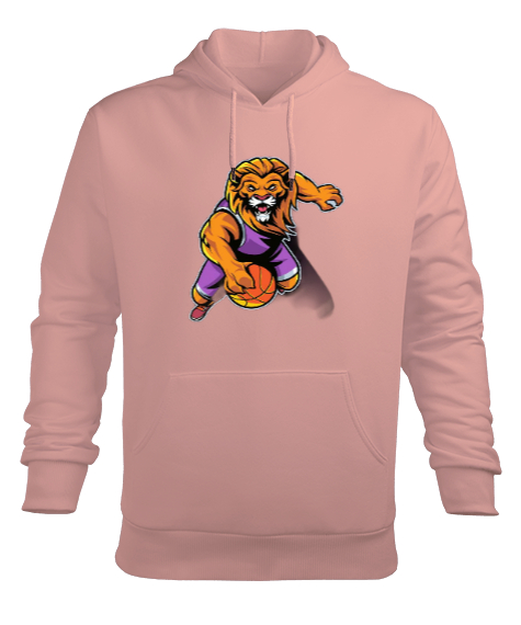 Tisho - Basketçi aslan baskılı Yavru Ağzı Erkek Kapüşonlu Hoodie Sweatshirt