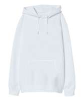 Baskısız Düz Beyaz Oversize Unisex Kapüşonlu Sweatshirt - Tisho