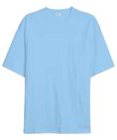Baskısız Düz Buz Mavisi Oversize Unisex Tişört - Tisho