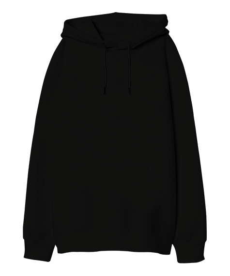 Tisho - Baskısız siyah Oversize Unisex Kapüşonlu Sweatshirt