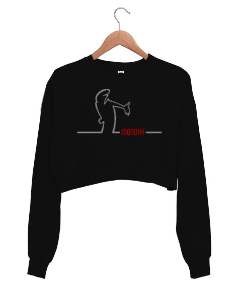 Tisho - Bay Meraklı - LA Linea Siyah Kadın Crop Sweatshirt