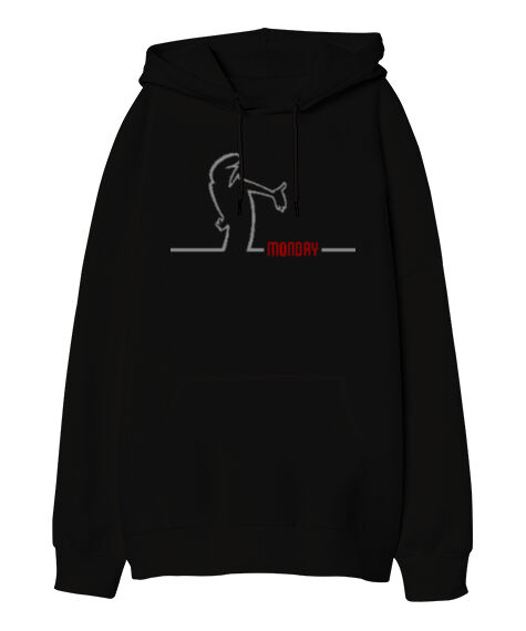Tisho - Bay Meraklı - LA Linea Siyah Oversize Unisex Kapüşonlu Sweatshirt