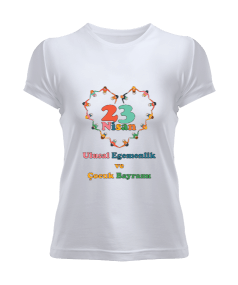 Bayan 23 Nisan Temalı baskilı Tişört Kadın Tişört - Tisho