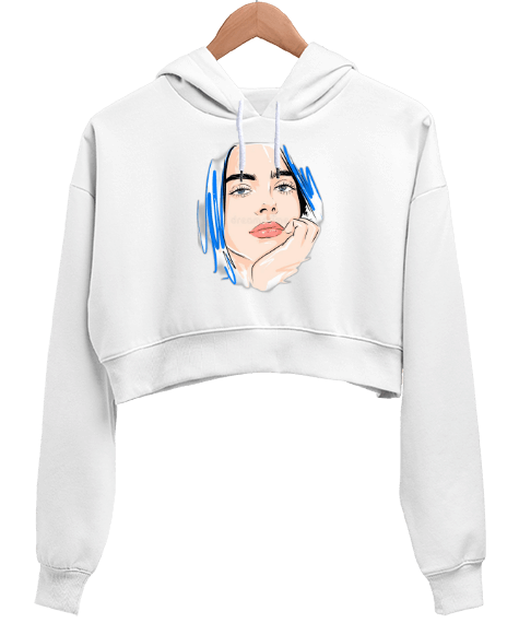 Tisho - Bayan Giyim Billie Eilish Kadın Crop Hoodie Kapüşonlu Sweatshirt