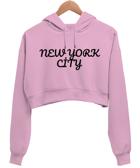 Tisho - Bayan NEW YORK CİTY baskılı crop Kadın Crop Hoodie Kapüşonlu Sweatshirt
