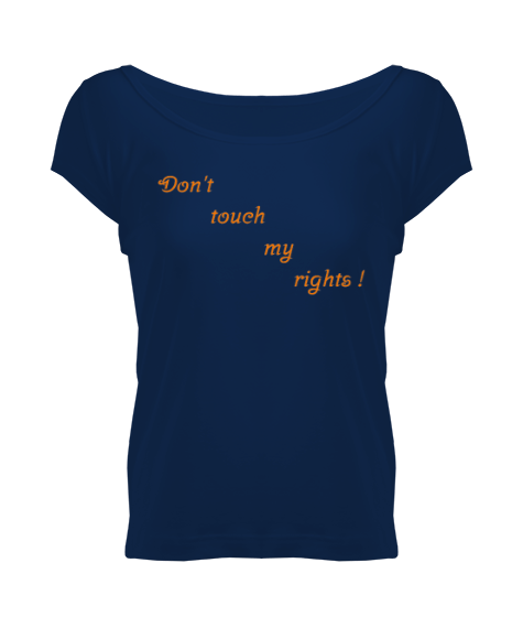 Tisho - Bayan Tshirt - Geniş Yaka - Özel Tasarım Yazı Baskılı Kadın Geniş Yaka Tişört