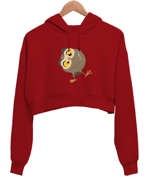 Tisho - Baykuş Kadın Crop Hoodie Kapüşonlu Sweatshirt