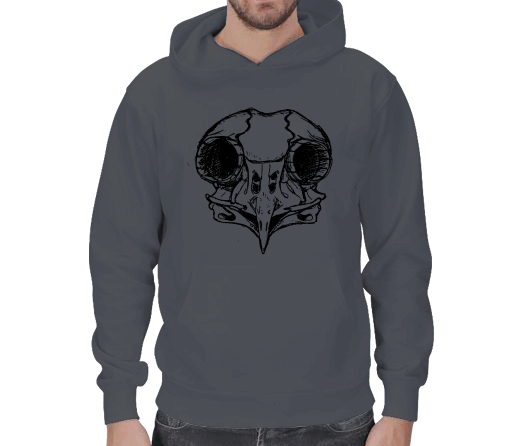 Tisho - Baykuş - Kuru Kafa Tasarımlı Kışlık Sweatshirt Erkek Kapşonlu