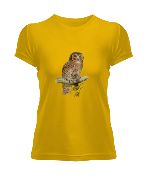 Tisho - Baykuş Sarı Kadın Tişört