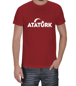Bayraklı bordo Atatürk tişört Erkek Tişört - Tisho