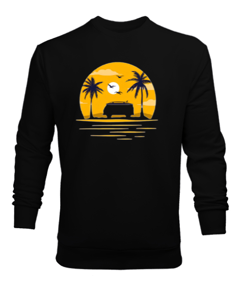 Tisho - Baywatch, Camper ve Sörf. Miami Kaliforniya Siyah Erkek Sweatshirt