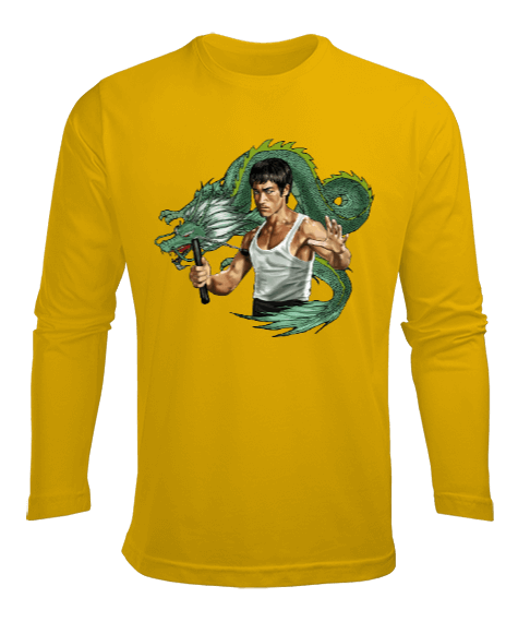 Tisho - BB005 - Bruce Lee Dragon Tasarımlı Erkek Uzun Kol Yazlık Tişört