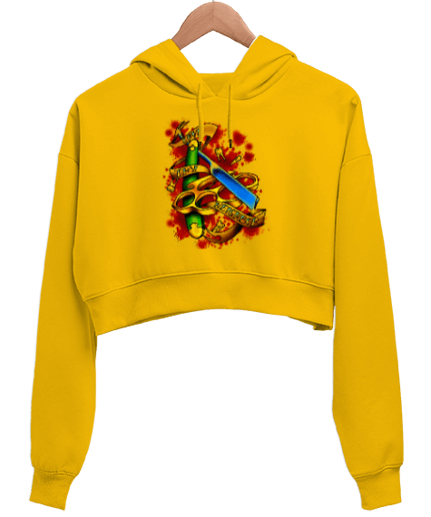 Tisho - BB015 - Razor Kadın Crop Hoodie Kapüşonlu Sweatshirt