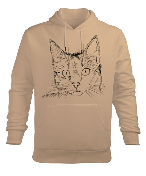 Tisho - BB017 - Cat Face Camel Erkek Kapüşonlu Hoodie Sweatshirt