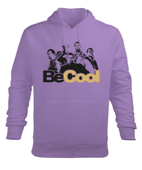 Tisho - Be Cool - Rahat ol - Tarz Lila Erkek Kapüşonlu Hoodie Sweatshirt