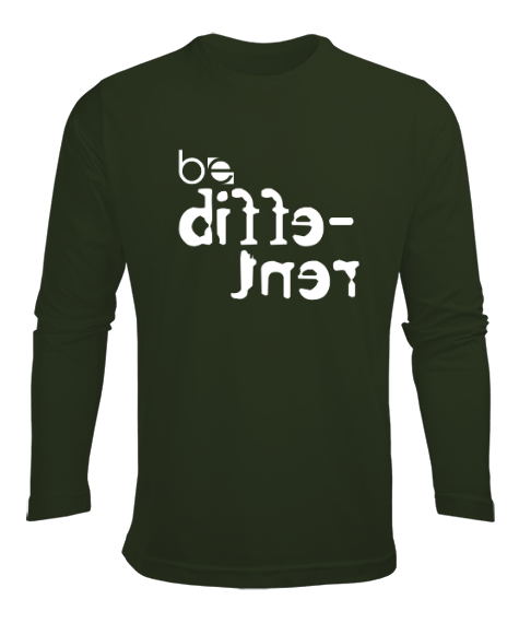 Tisho - Be Different - Farklı Ol Haki Yeşili Erkek Uzun Kol Yazlık Tişört