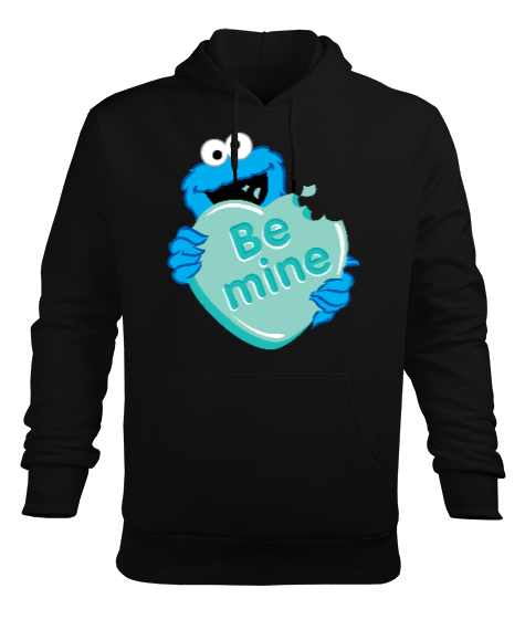 Tisho - Be Mine Baskılı Sevgililer Günü 14 Şubat Tasarımı Siyah Erkek Kapüşonlu Hoodie Sweatshirt