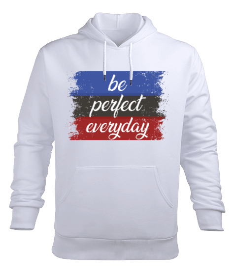 Tisho - BE PERFECT EVERYDAY Erkek Kapüşonlu Hoodie Sweatshirt