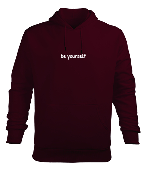 Tisho - Be Yourself Bordo Erkek Kapüşonlu Hoodie Sweatshirt