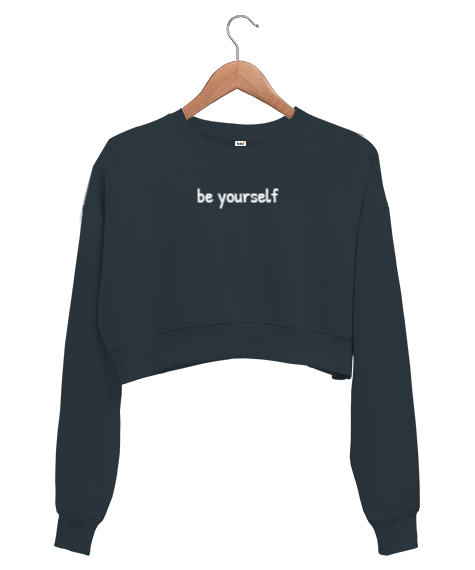 Tisho - Be Yourself Füme Kadın Crop Sweatshirt