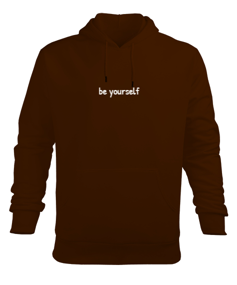 Tisho - Be Yourself Kahverengi Erkek Kapüşonlu Hoodie Sweatshirt