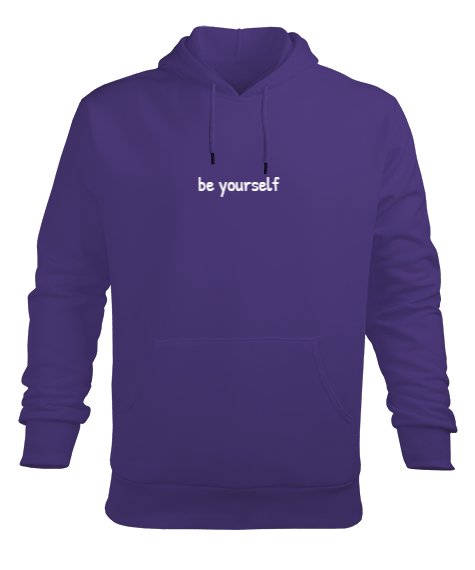 Tisho - Be Yourself Mor Erkek Kapüşonlu Hoodie Sweatshirt