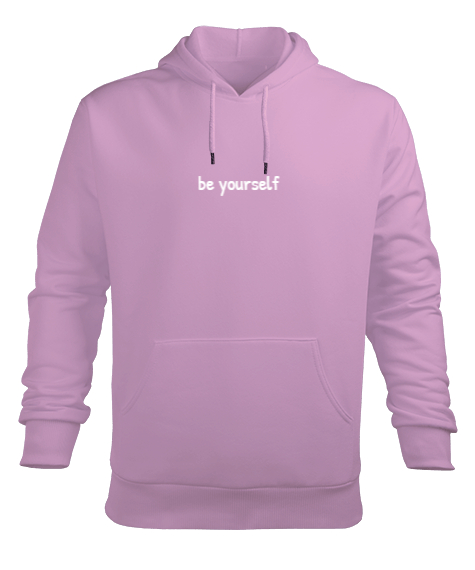 Tisho - Be Yourself Pembe Erkek Kapüşonlu Hoodie Sweatshirt