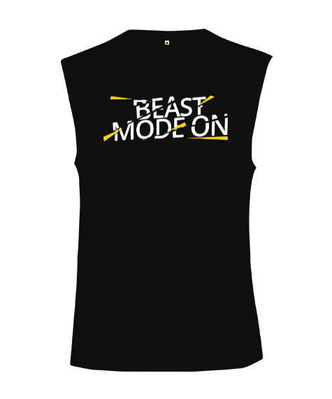 Tisho - Beast mode on Siyah Kesik Kol Unisex Tişört