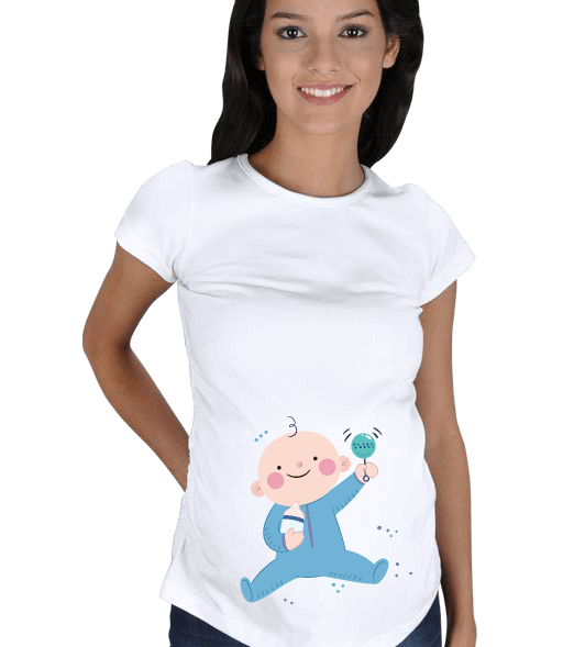 Tisho - bebek, hamile, tatlı, oyuncaklı sevimli bebek Kısa Kollu Hamile Tişörtü