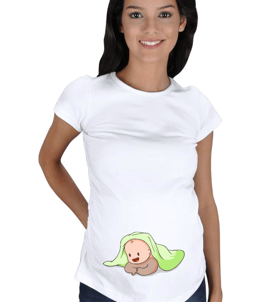 Tisho - bebek, hamile, yeşil Kısa Kollu Hamile Tişörtü
