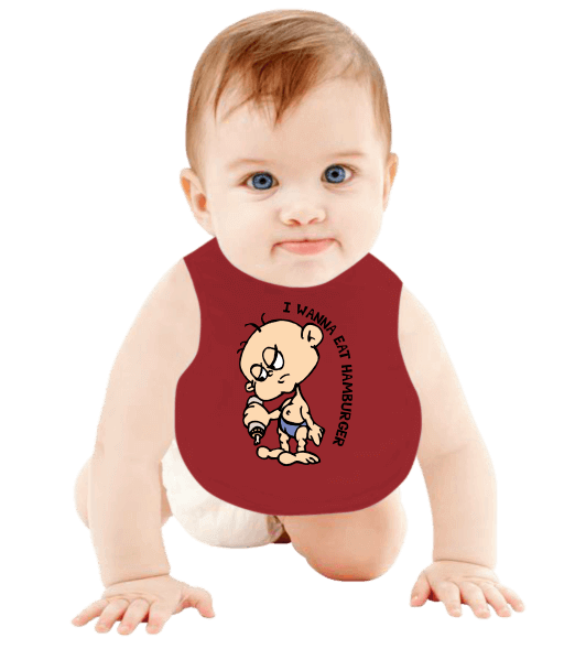 Tisho - Bebek Mama Önlüğü Hamburger Tasarımı Bebek Mama Önlüğü