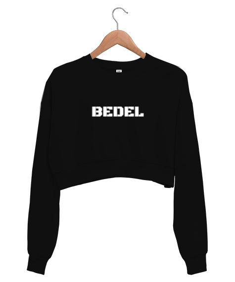 Tisho - BEDEL Siyah Kadın Crop Sweatshirt