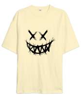 Bej Smile Krem Oversize Unisex Tişört - Tisho