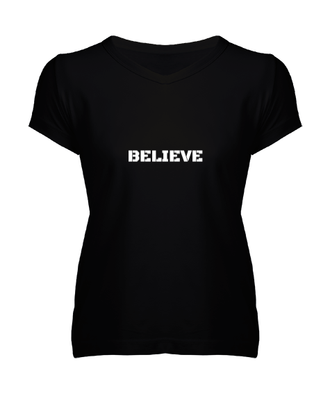 Tisho - Believe Kadın V Yaka Tişört