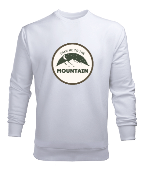 Tisho - Beni Dağlara Götür Kampçılık ve Dağcılık Özel Tasarım Beyaz Erkek Sweatshirt