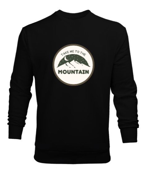 Tisho - Beni Dağlara Götür Kampçılık ve Dağcılık Özel Tasarım Siyah Erkek Sweatshirt