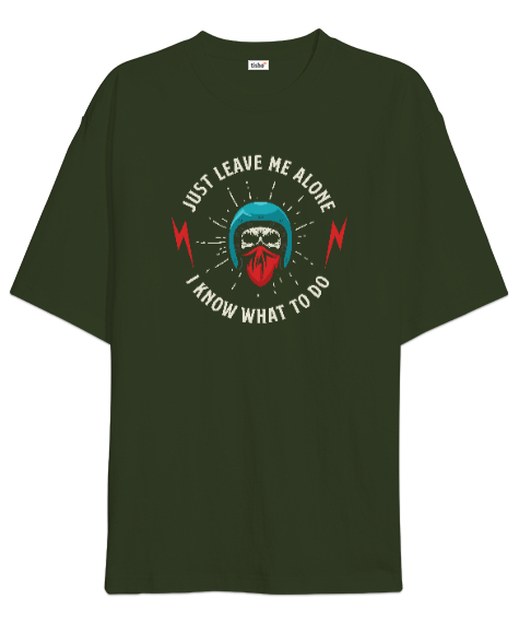 Tisho - Beni Yalnız Bırak - Kurukafa Sürücü - Skull Haki Yeşili Oversize Unisex Tişört