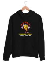 Benim için harika peynirli bir pizza Pizza ve fast food severler için özel tasarım kalpten kaşar ve Siyah Unisex Kapşonlu Sweatshirt - Tisho