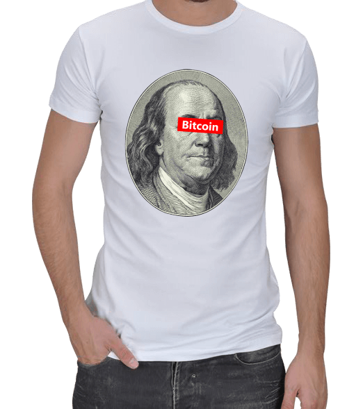 Tisho - Benjamin Franklin Bitcoin Erkek Regular Kesim Tişört