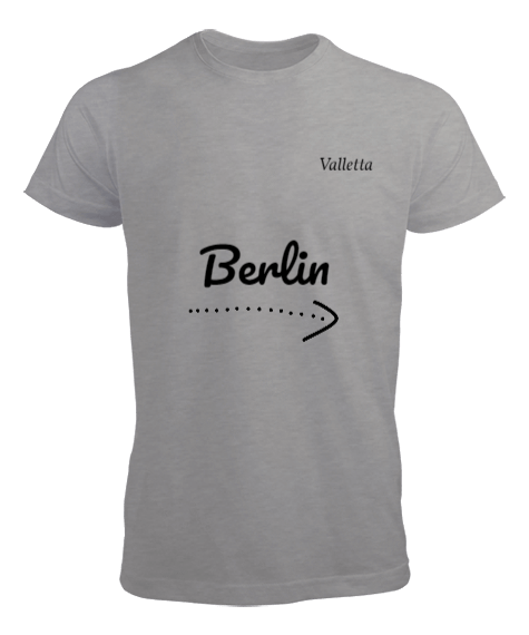 Tisho - Berlin yazılı Gri Erkek Tişört