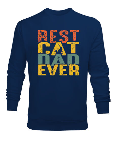 Tisho - Best Cat Dad Ever V1 Lacivert Erkek Sweatshirt