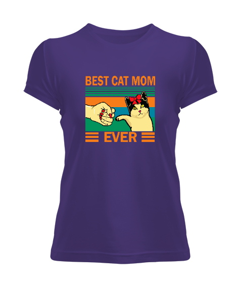 Tisho - Best Cat Mom Ever V2 Mor Kadın Tişört