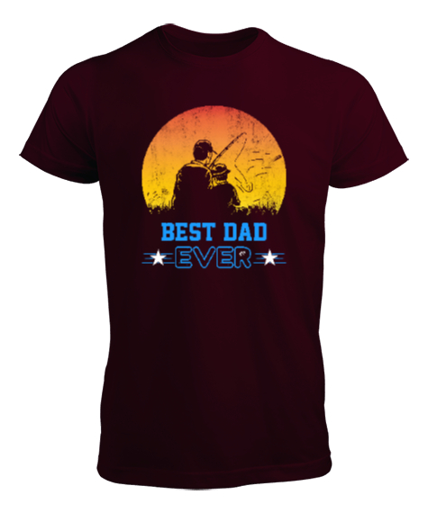 Tisho - Best Dad Ever - Baba ve Çocuk Aktivite Bordo Erkek Tişört