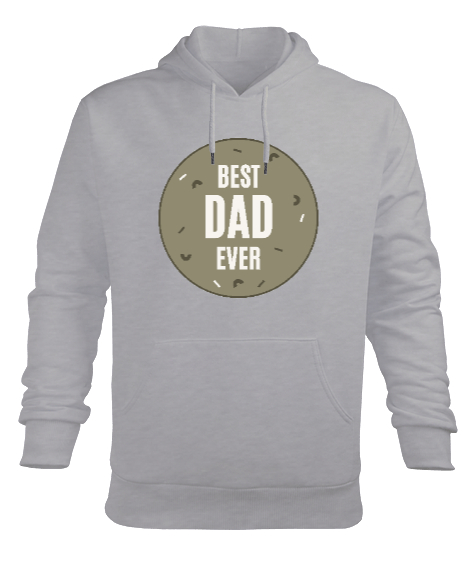 Tisho - Best Dad Ever En iyi baba - babalar günü özel Gri Erkek Kapüşonlu Hoodie Sweatshirt
