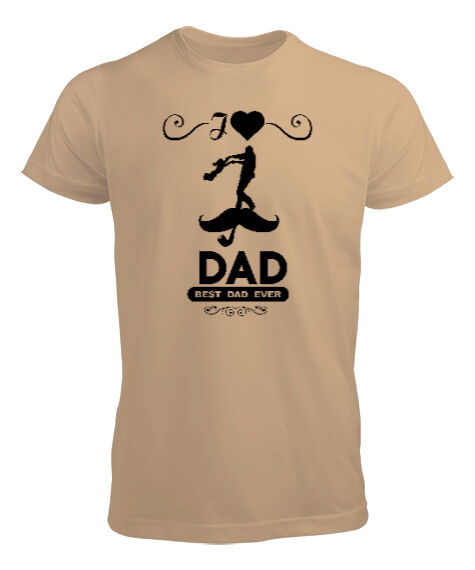 Tisho - Best Dad Ever - En İyi Baba - Camel Erkek Tişört