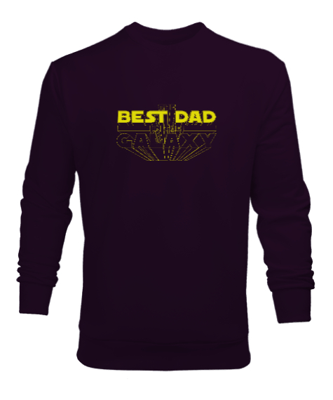 Tisho - Best Dad In The Galaxy Koyu Mor Erkek Sweatshirt
